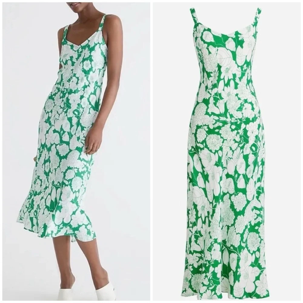 J. Crew Gwyneth V-Neck Slip Dress in Kelly floral